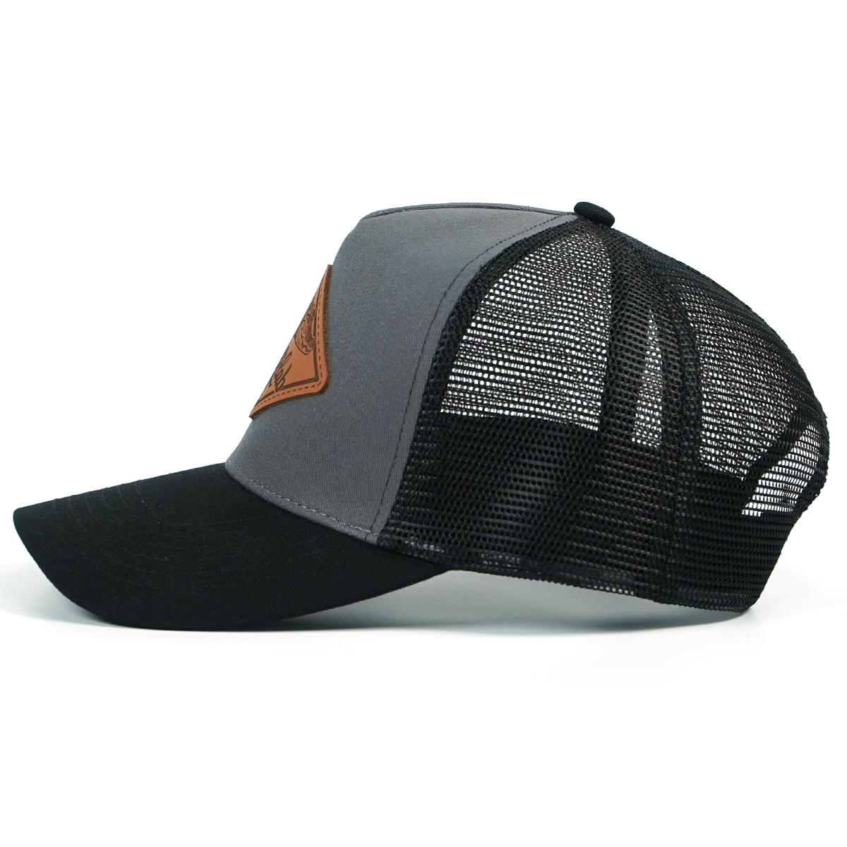 RANGELAB™ Leather Patch Trucker Hat – Premium Adjustable Snapback Cap for Men & Women | Outdoor Adventure Baseball Hat, Mesh Back, Crafted in USA