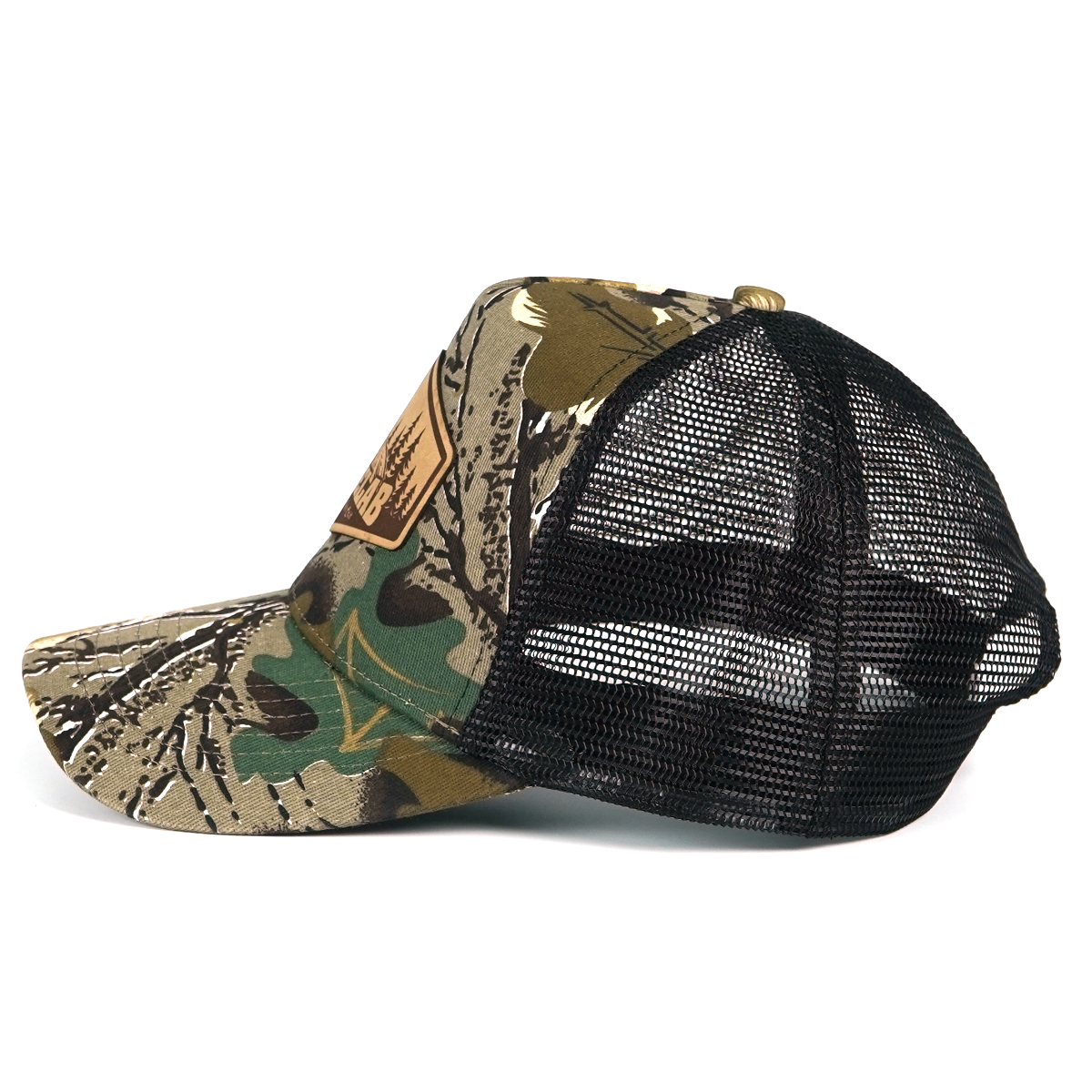 RANGELAB Camo Trucker Hat - Leather Wildlife Patch, Adjustable Mesh Back for Outdoor, Work & Daily Wear