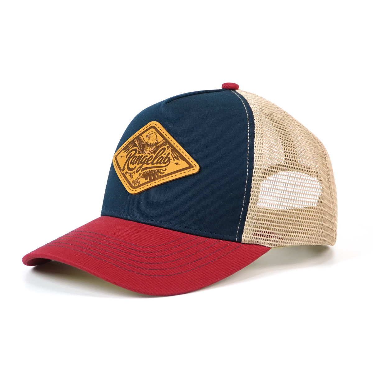RANGELAB Leather Patch Trucker Hat – Vintage Adventure Cap for Outdoor Lovers