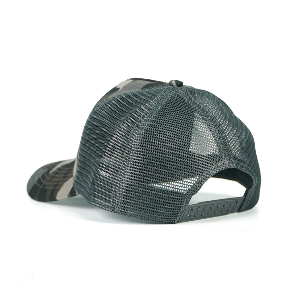RANGLAB Camo Trucker Hat with Leather Animal Patch - UPF 50+, Mesh Back, Adjustable Fit