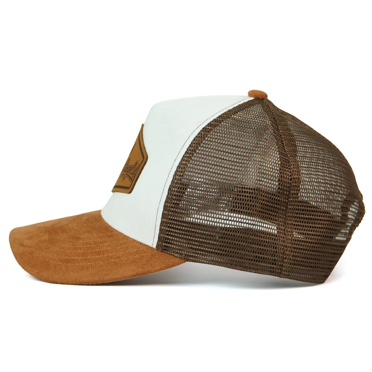 Rangelab WildCraft Trucker Hat – Suede Brim, Breathable Mesh, Animal Leather Patch (Adjustable 22.5″–25″)