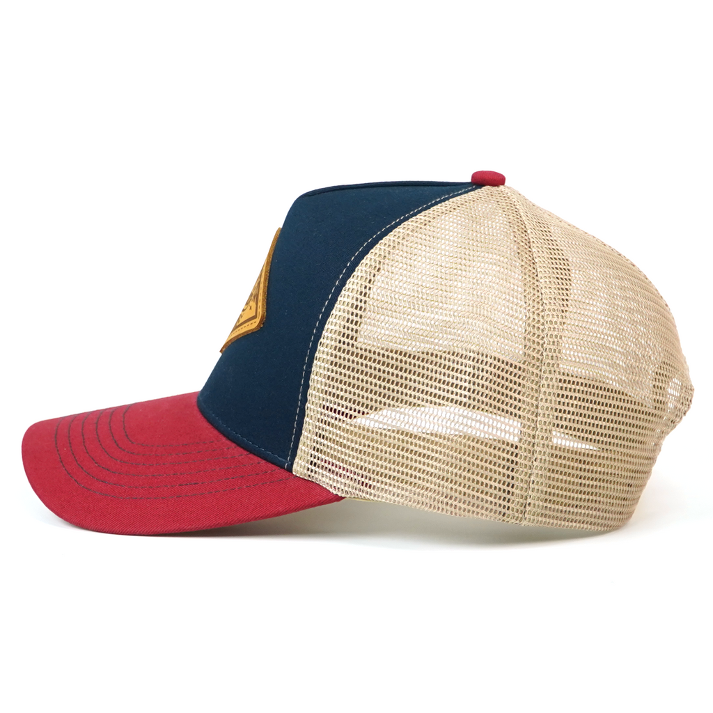 RANGELAB Leather Patch Trucker Hat – Vintage Adventure Cap for Outdoor Lovers