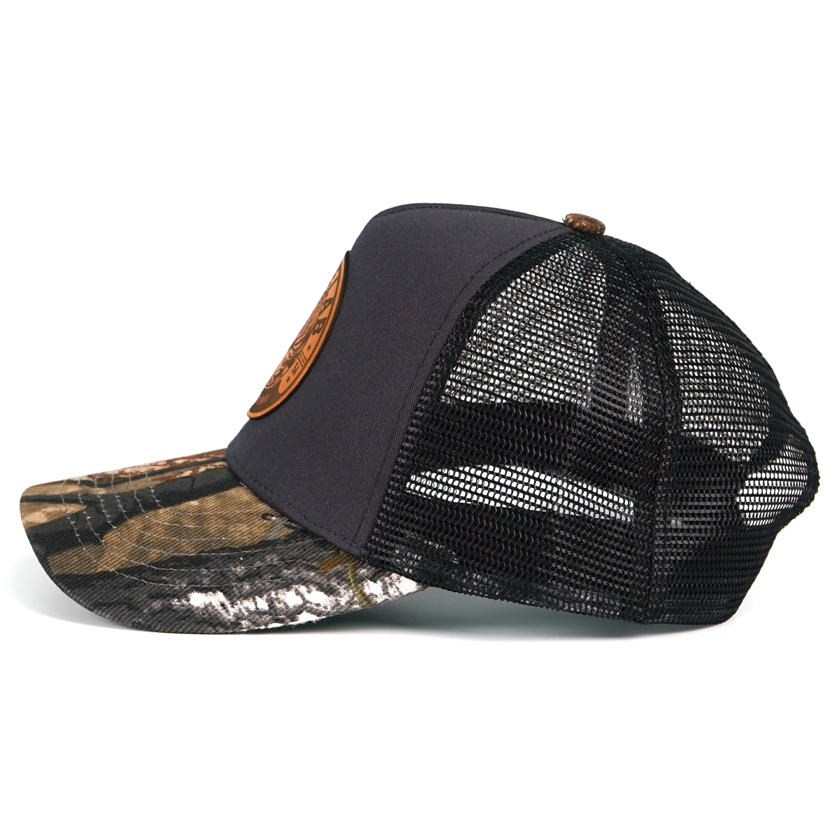 RANGELAB Spirit Beast Trucker Hat - Adjustable Snapback with Leather Wildlife Patch (Tiger, Gator, Grizzly, Eagle, Wolf)