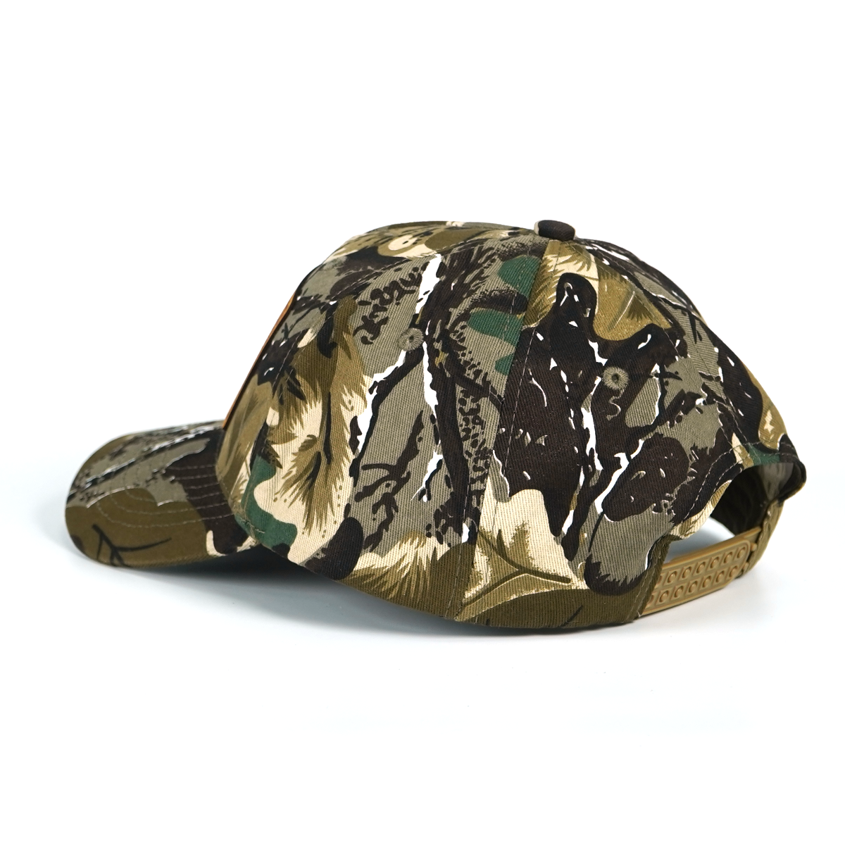 Rangelab Camo Snapback Hat - Genuine Leather Animal Patch (Bear/Croc/Tiger/Eagle/Scorpion) | Adjustable Outdoor Streetwear Cap, 22.5"-25" Fit