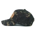 RANGELAB Tactical Camo Snapback Cap - Adjustable Fit with Leather Wildlife Patch