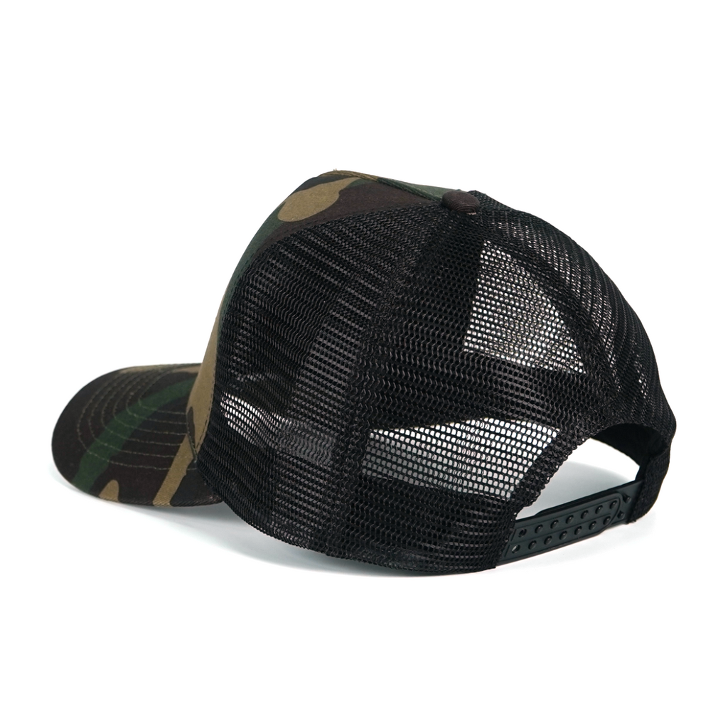 RANGELAB Camo Trucker Hat – Real Leather Patch with Breathable Mesh Back
