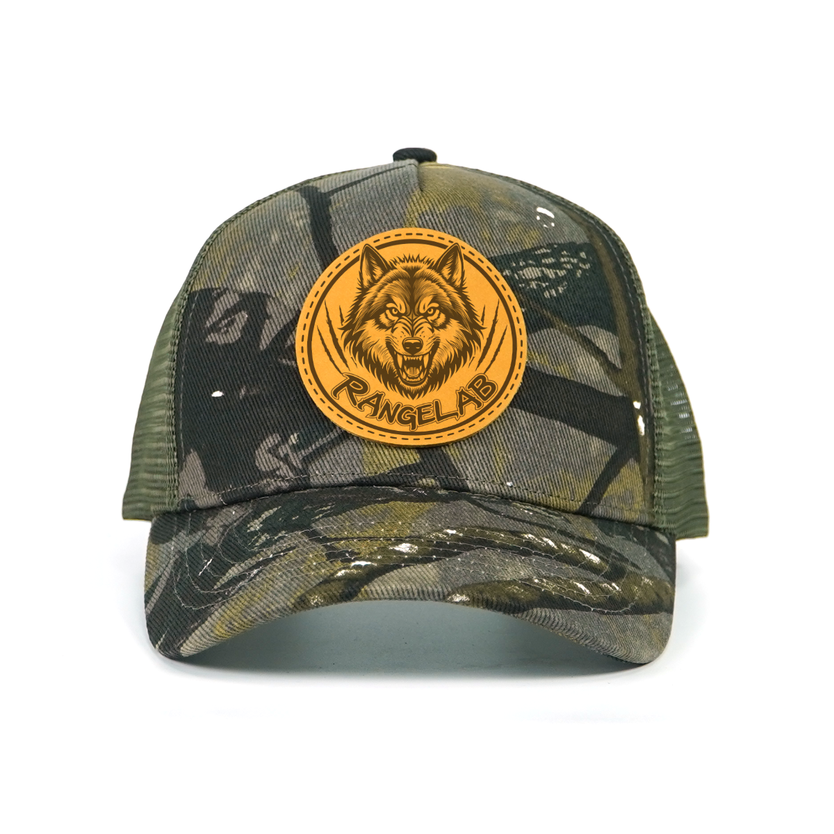 RANGELAB Camo Outdoor Hat - Wildlife Leather Patches Adjustable Snapback for Hiking & Tailgating