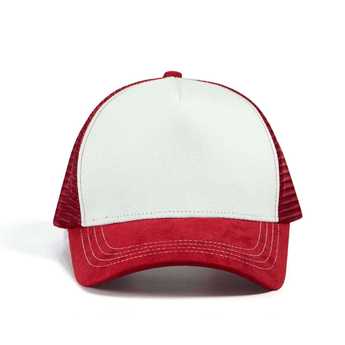RANGELAB Classic Red & White Trucker Hat – Breathable Mesh Back, Suede Bill, Adjustable Fit for Men & Women