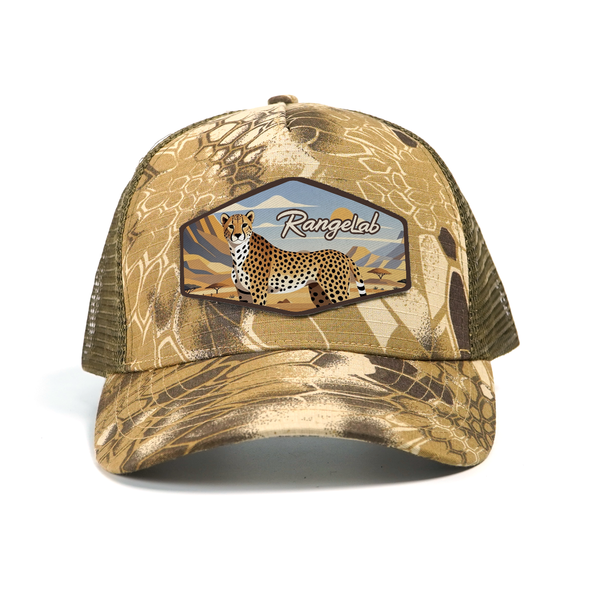 RANGELAB Outdoor Camo Trucker Hat for Men & Women – Classic Mesh Snapback Cap, Breathable Adjustable Fit, Eagle & Cheetah Patch Designs