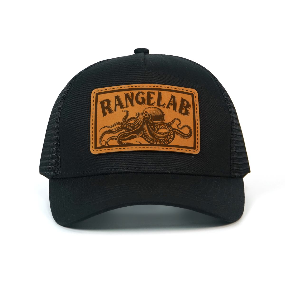 RANGELAB Leather Patch Trucker Hat – Bold Animal Series (Tiger, Octopus, Shark, Gorilla)