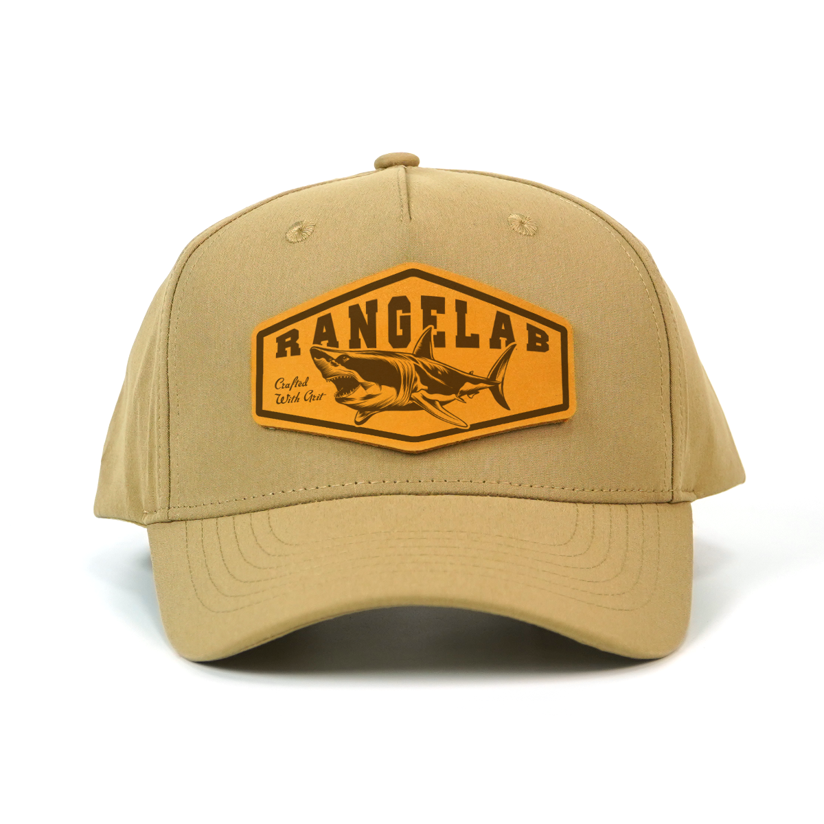 RANGELAB Leather Patch Trucker Hat for Men & Women – Outdoor Adventure Cap, Adjustable Snapback Fit, Durable Khaki Cotton, Crafted with Grit