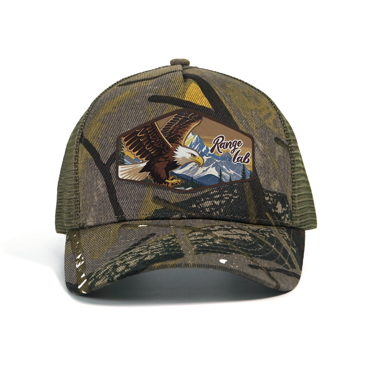 RANGELAB Camo Trucker Hat – Outdoor Hunting Mesh Cap with Printed Patch, Adjustable Snapback for Men & Women