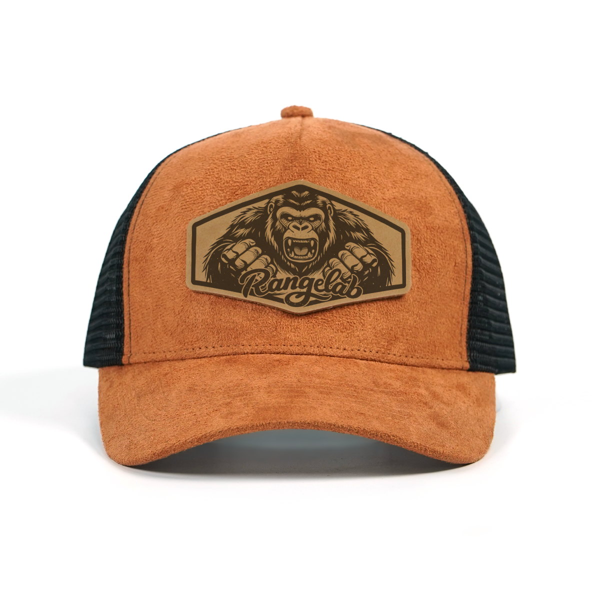 RANGELAB Suede Mesh Trucker Hat – Adjustable Leather Patch Cap for Men & Women | Breathable Outdoor Snapback Baseball Hat