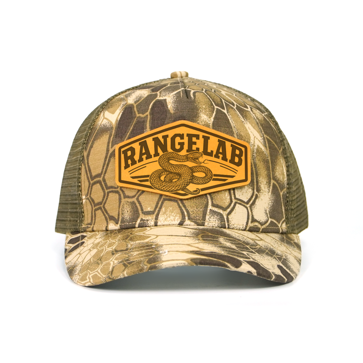 Rangelab Camo Mesh Cap - Adjustable Snapback with Wildlife Leather Patch | Outdoor Adventure Hat for Men & Women