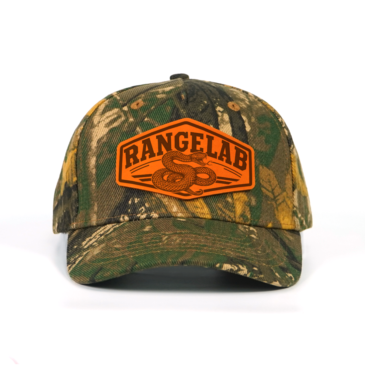 Rangelab Camo Snapback Hat - Adjustable Leather Animal Patch Cap