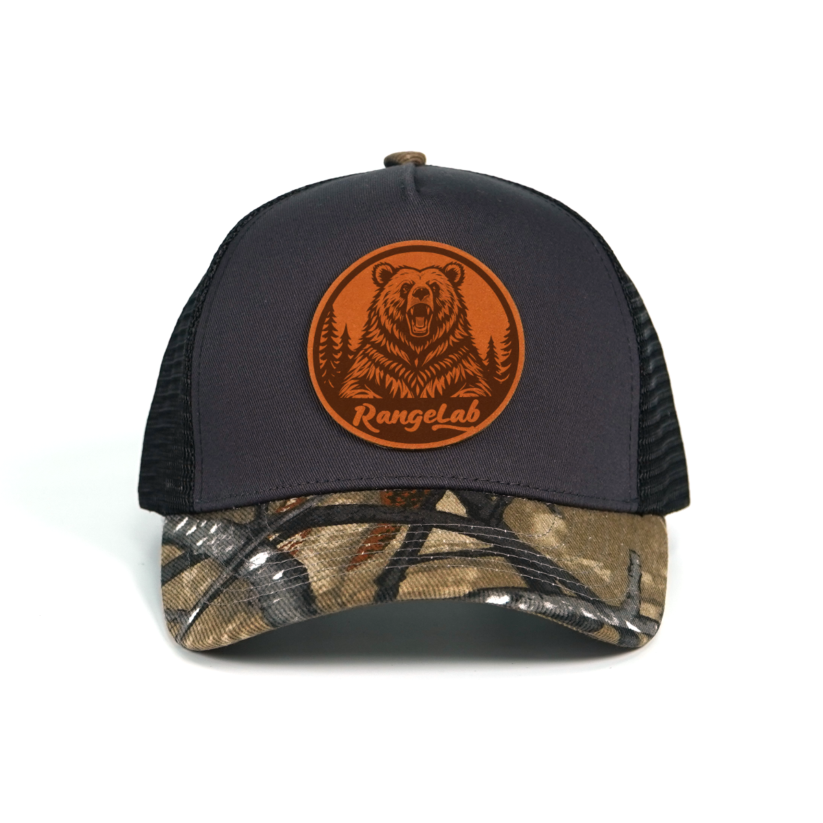 RANGELAB Spirit Beast Trucker Hat - Adjustable Snapback with Leather Wildlife Patch (Tiger, Gator, Grizzly, Eagle, Wolf)