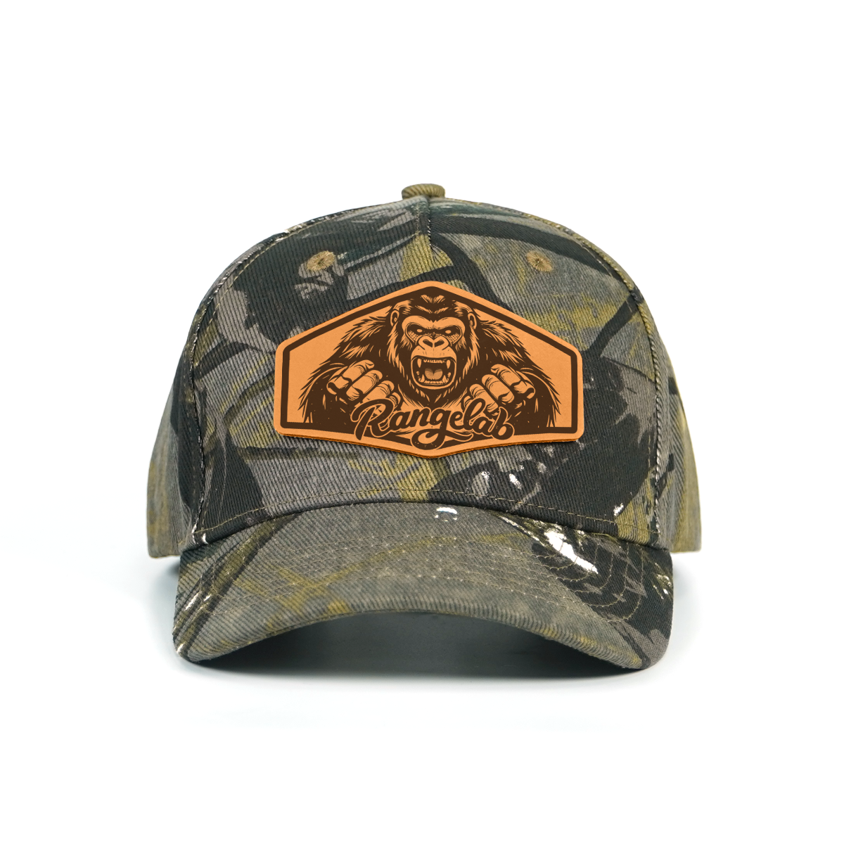 RANGELAB Camo Snapback Cap - Leather Animal Patch | Adjustable Outdoor Hat