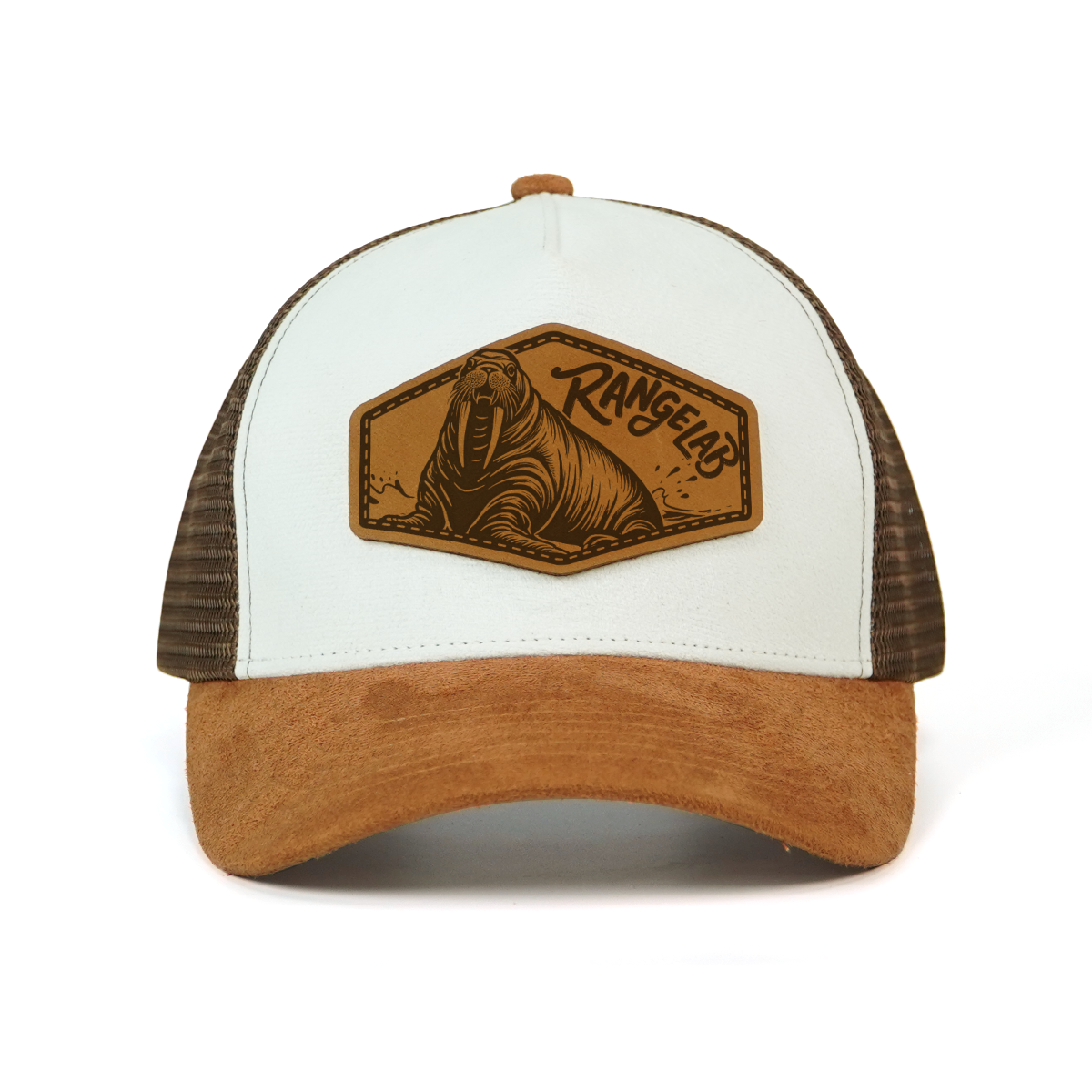 Rangelab WildCraft Trucker Hat – Suede Brim, Breathable Mesh, Animal Leather Patch (Adjustable 22.5″–25″)