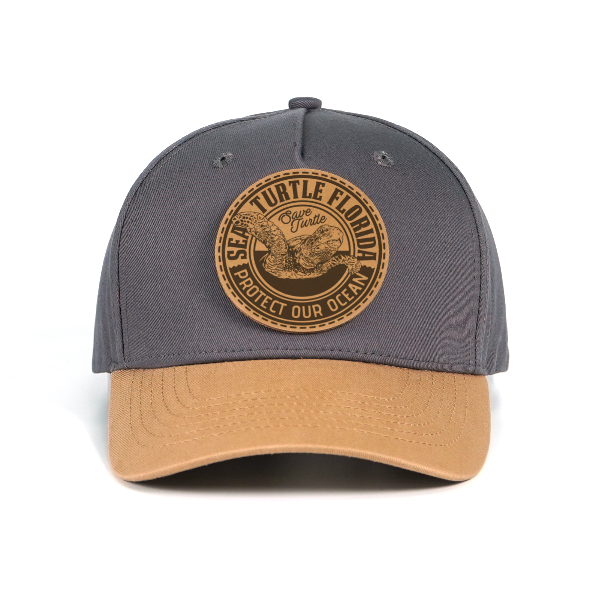 Rangelab Wildlife Leather Patch Snapback Hat - Adjustable Adventure Cap (Bear/Wolf/Shark/Walrus/Sea Turtle)