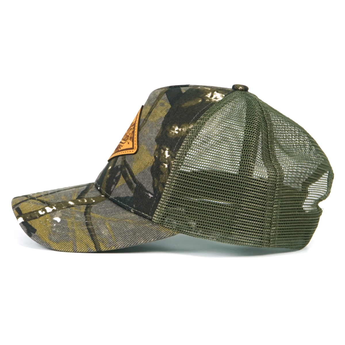 RANGELAB Camo Outdoor Hat - Wildlife Leather Patches Adjustable Snapback for Hiking & Tailgating