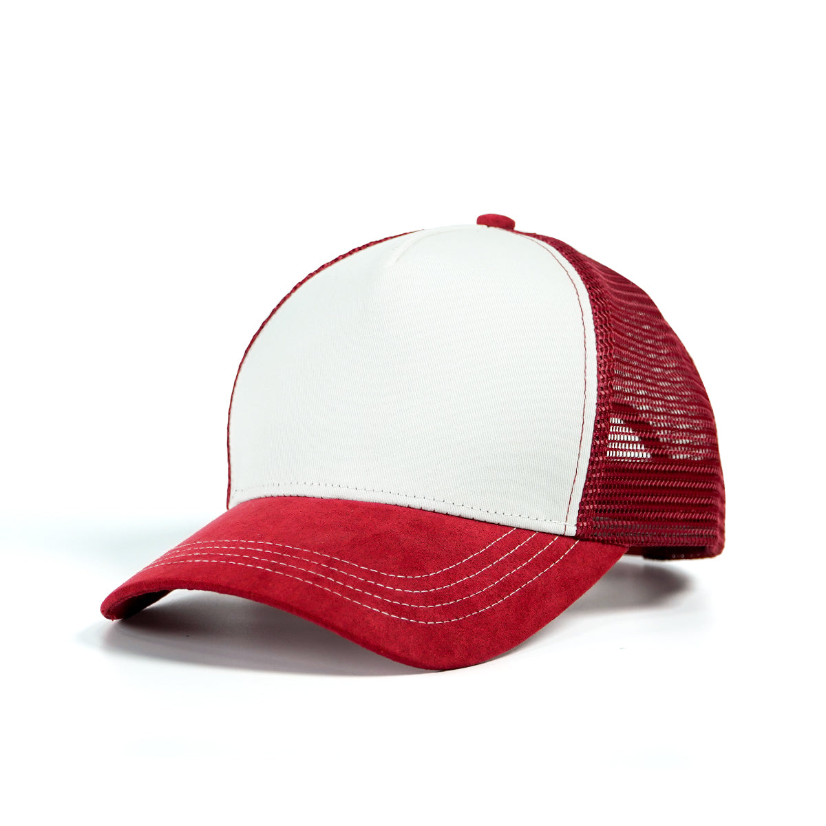 RANGELAB Classic Red & White Trucker Hat – Breathable Mesh Back, Suede Bill, Adjustable Fit for Men & Women