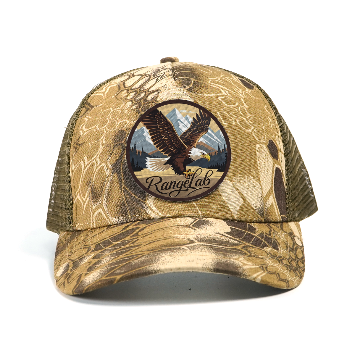 RANGELAB Outdoor Camo Trucker Hat for Men & Women – Classic Mesh Snapback Cap, Breathable Adjustable Fit, Eagle & Cheetah Patch Designs
