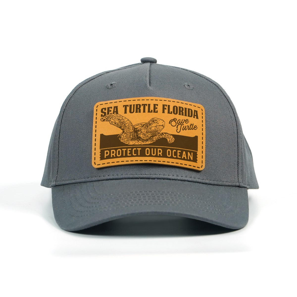 RANGELAB Leather Patch Hat – Premium Snapback Cap for Men & Women | Outdoor Adventure Style, Sea Turtle & Wildlife Collection, Adjustable Fit, Durable Cotton Twill