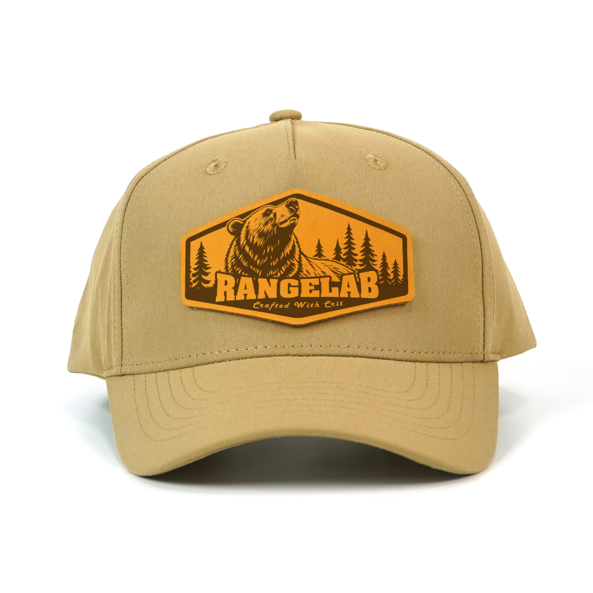 RANGELAB Leather Patch Trucker Hat for Men & Women – Outdoor Adventure Cap, Adjustable Snapback Fit, Durable Khaki Cotton, Crafted with Grit