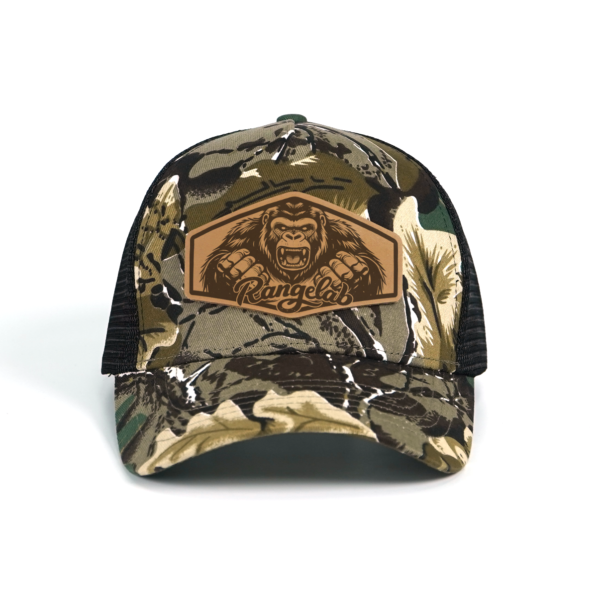 RANGELAB Camo Trucker Hat - Leather Wildlife Patch, Adjustable Mesh Back for Outdoor, Work & Daily Wear