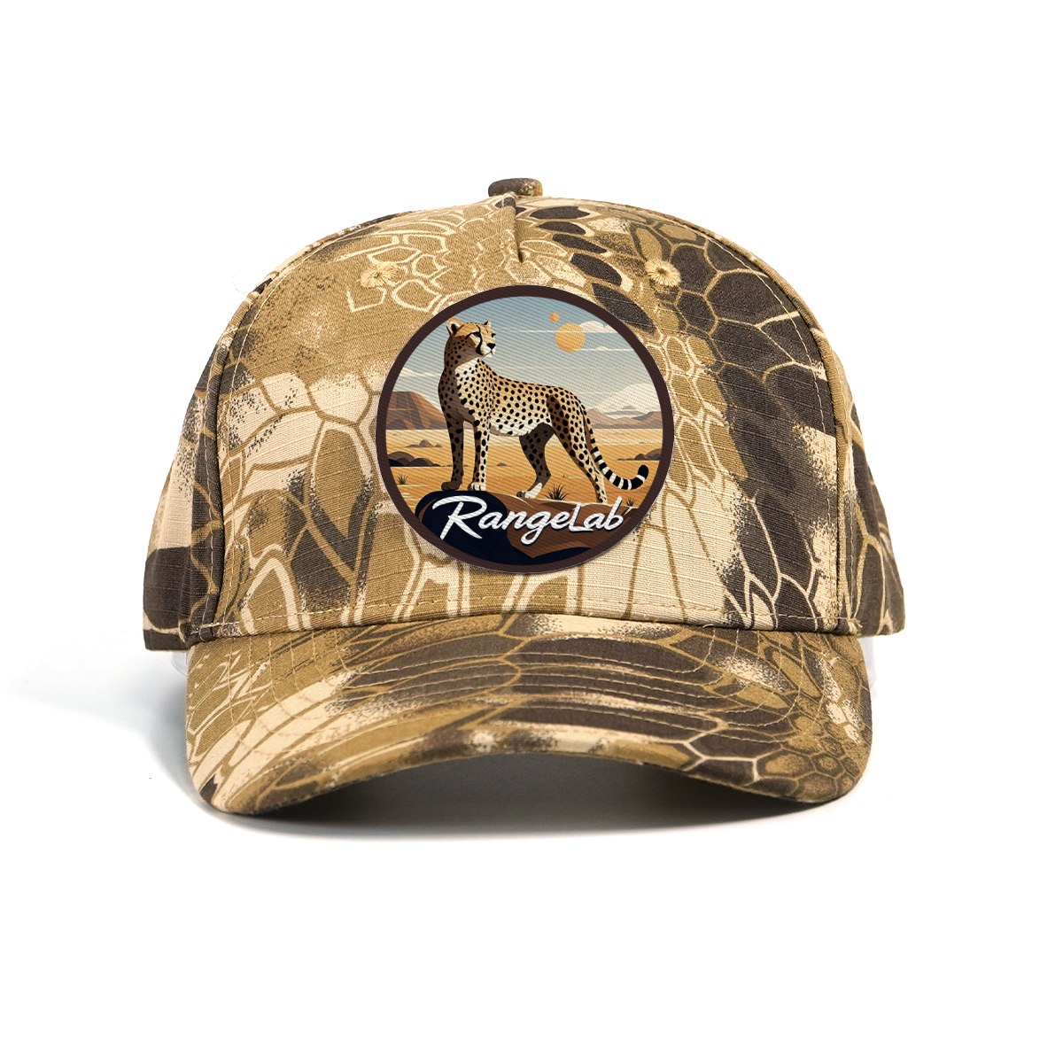 RANGELAB Unisex Camo Snapback Hat – Outdoor Hiking & Streetwear Cap with Animal Leather Patch (Eagle / Cheetah)