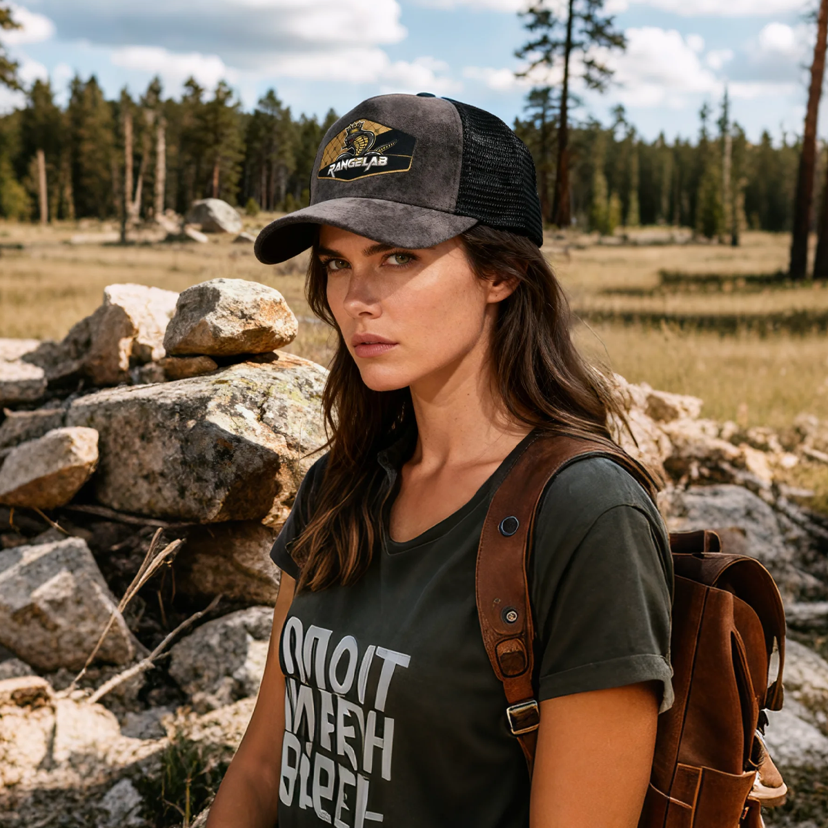 RANGELAB Stylish Mesh Snapback Hat for Men | Outdoor Trucker Cap with Premium Suede Brim