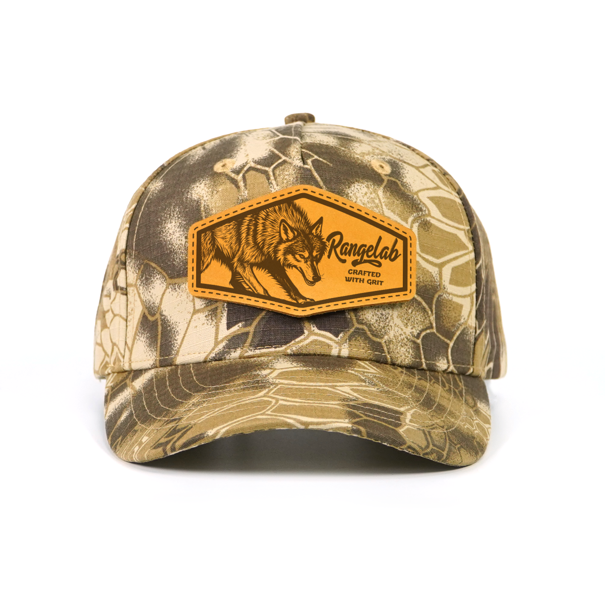 Rangelab Camo Baseball Cap with Leather Animal Patch - Adjustable Snapback for Outdoor Adventure