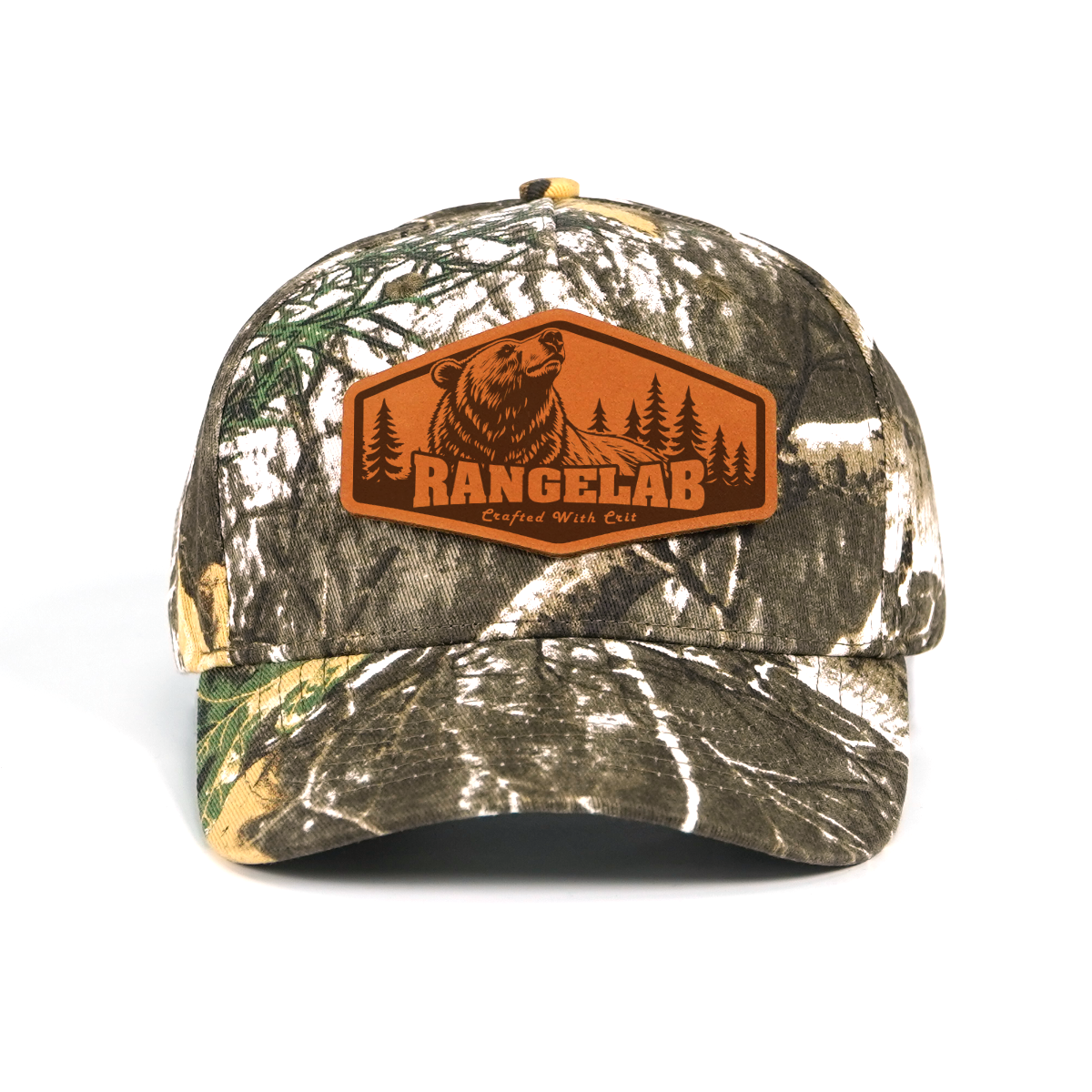 Rangelab Camo Snapback Hat – Laser-Engraved Wildlife Leather Patch, Adjustable Fit (22.5″–25″)