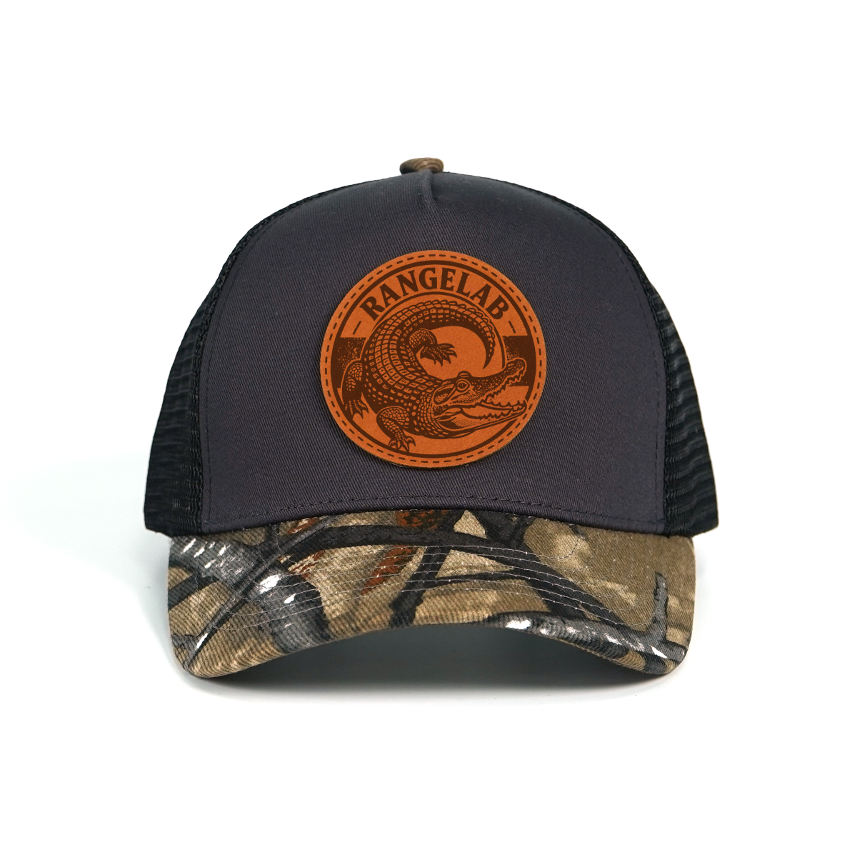 RANGELAB Spirit Beast Trucker Hat - Adjustable Snapback with Leather Wildlife Patch (Tiger, Gator, Grizzly, Eagle, Wolf)