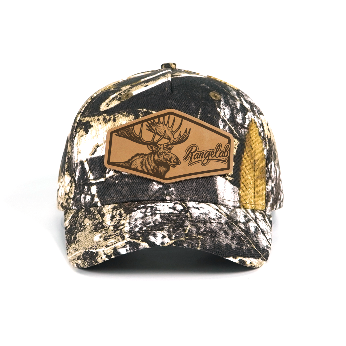 RANGELAB Camo Snapback Cap with Leather Patch – Adjustable Outdoor Tactical Hat for Hunting & Hiking