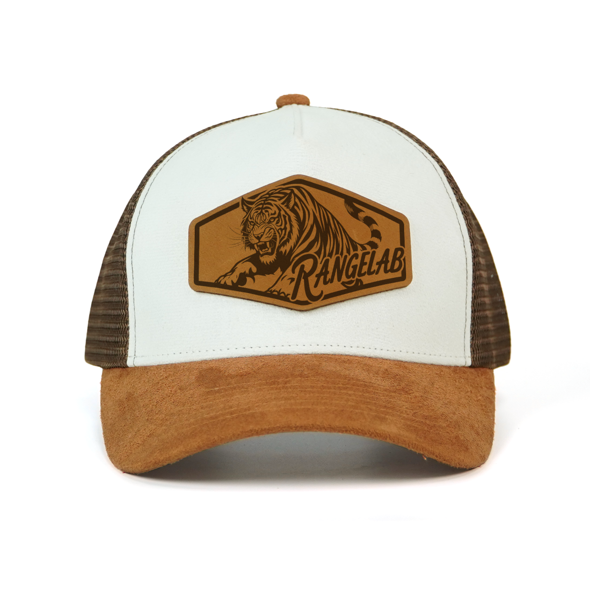 Rangelab WildCraft Trucker Hat – Suede Brim, Breathable Mesh, Animal Leather Patch (Adjustable 22.5″–25″)