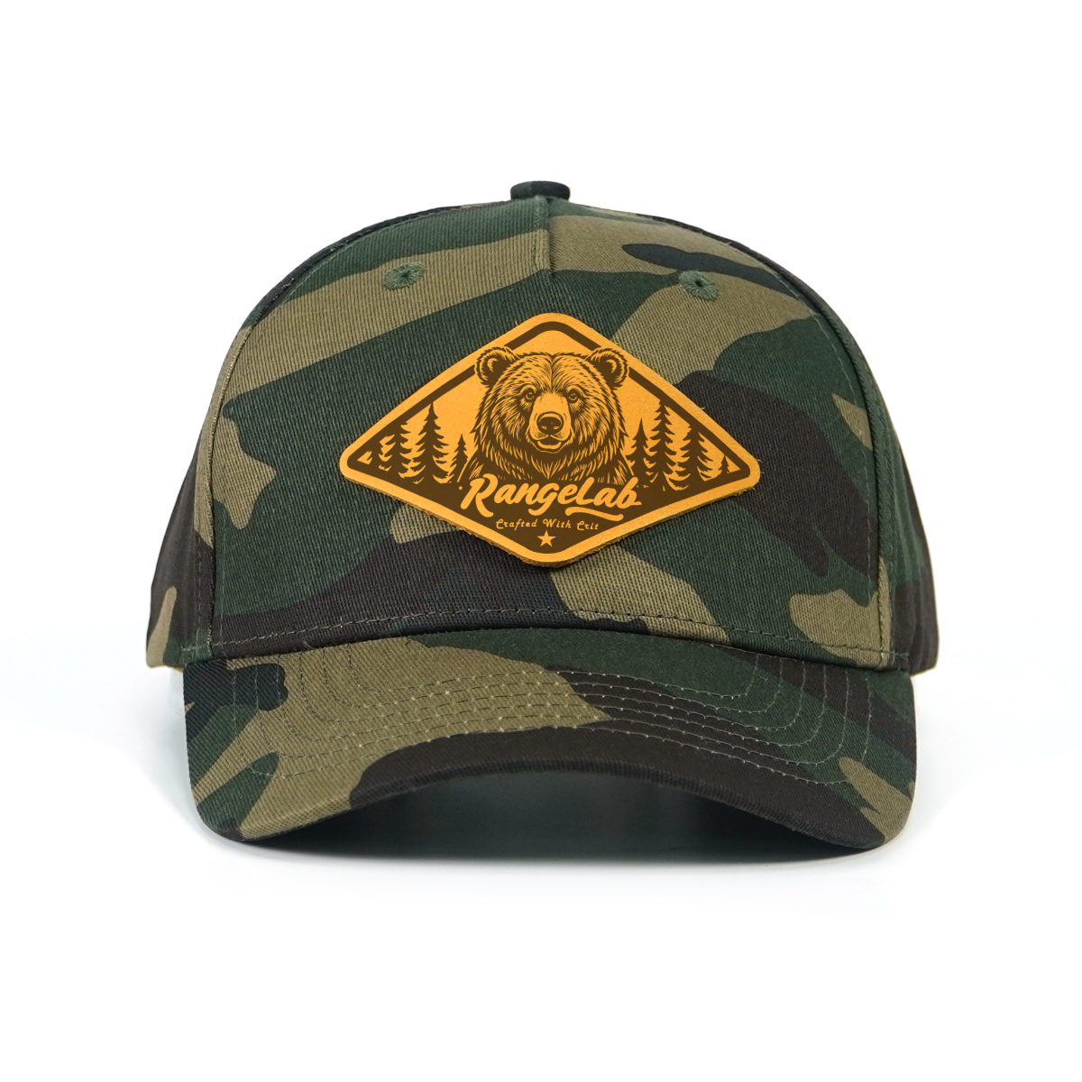 Rangelab Camo Snapback Hat – Wildlife Leather Patch, Adjustable Fit (22.5″–25″) | Outdoor & Daily Style