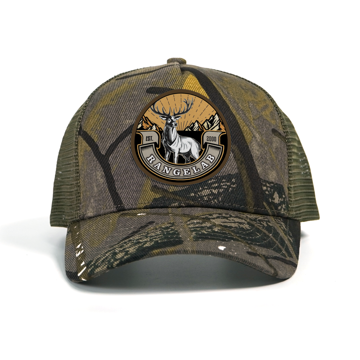 RANGELAB Camo Trucker Hat – Outdoor Hunting Mesh Cap with Printed Patch, Adjustable Snapback for Men & Women