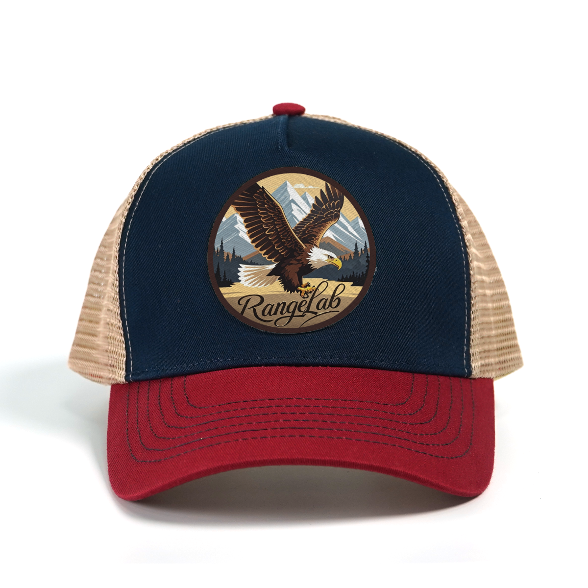 RANGELAB Outdoor Trucker Hat – Adventure Lion, Eagle & Elk Leather Patch | Classic Retro Mesh Cap for Hiking, Camping & Everyday Style
