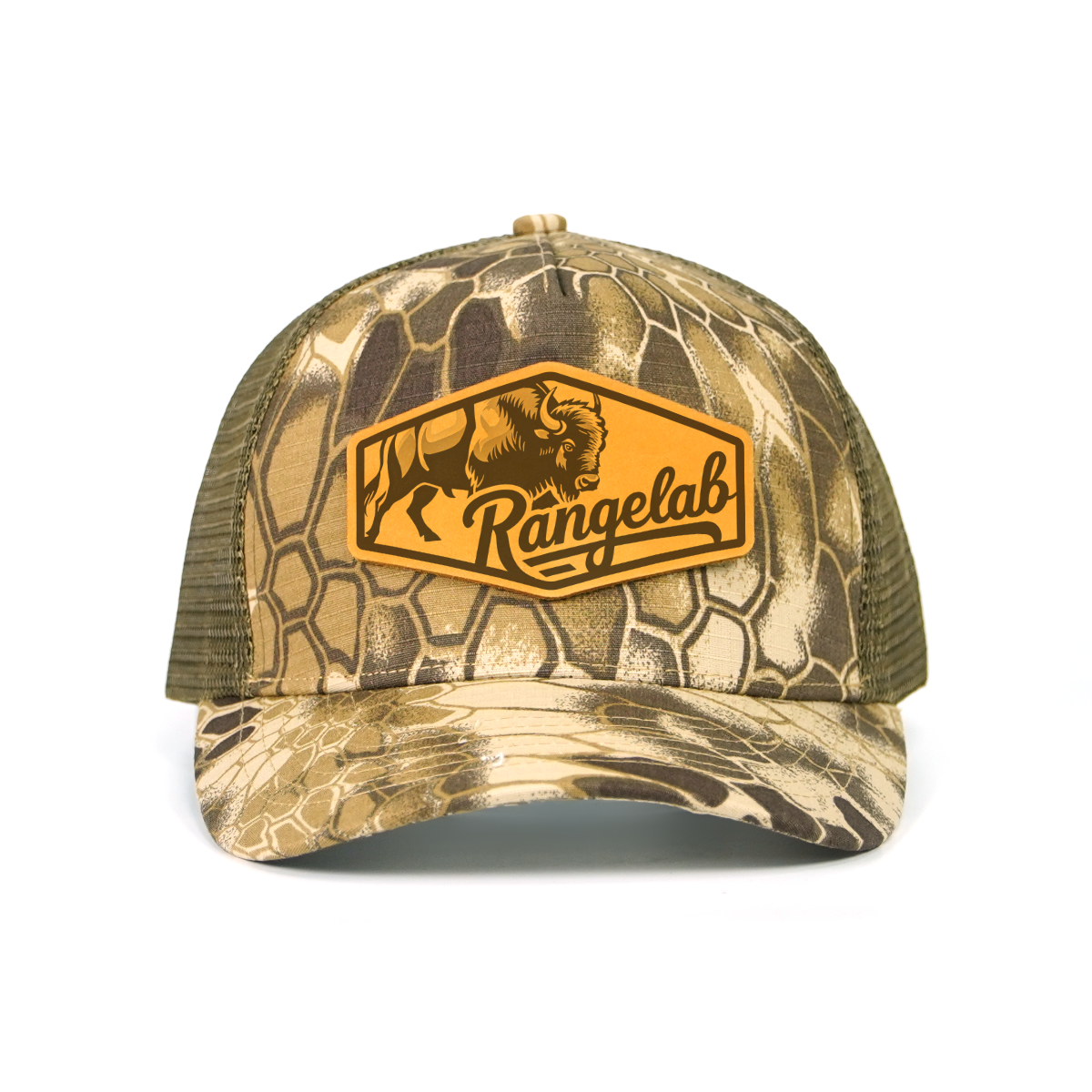 Rangelab Camo Mesh Cap - Adjustable Snapback with Wildlife Leather Patch | Outdoor Adventure Hat for Men & Women