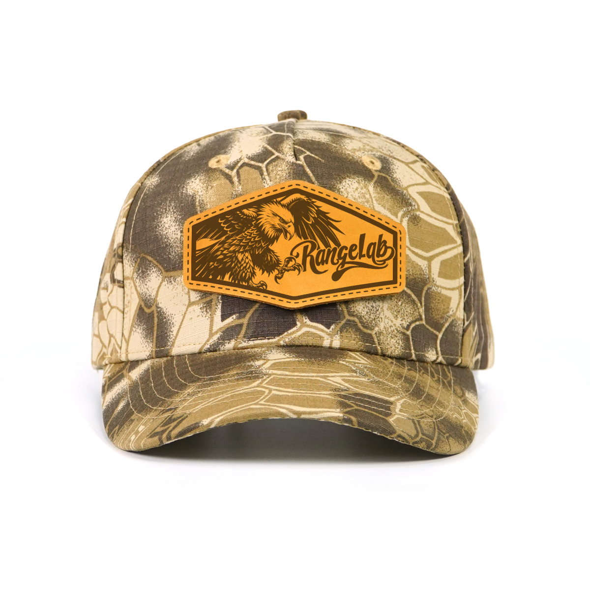 Rangelab Camo Baseball Cap with Leather Animal Patch - Adjustable Snapback for Outdoor Adventure