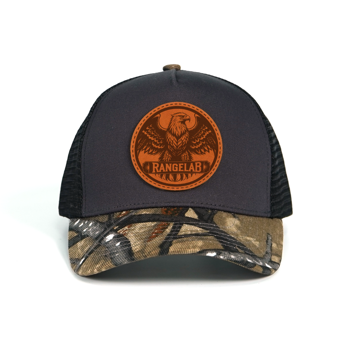RANGELAB Spirit Beast Trucker Hat - Adjustable Snapback with Leather Wildlife Patch (Tiger, Gator, Grizzly, Eagle, Wolf)