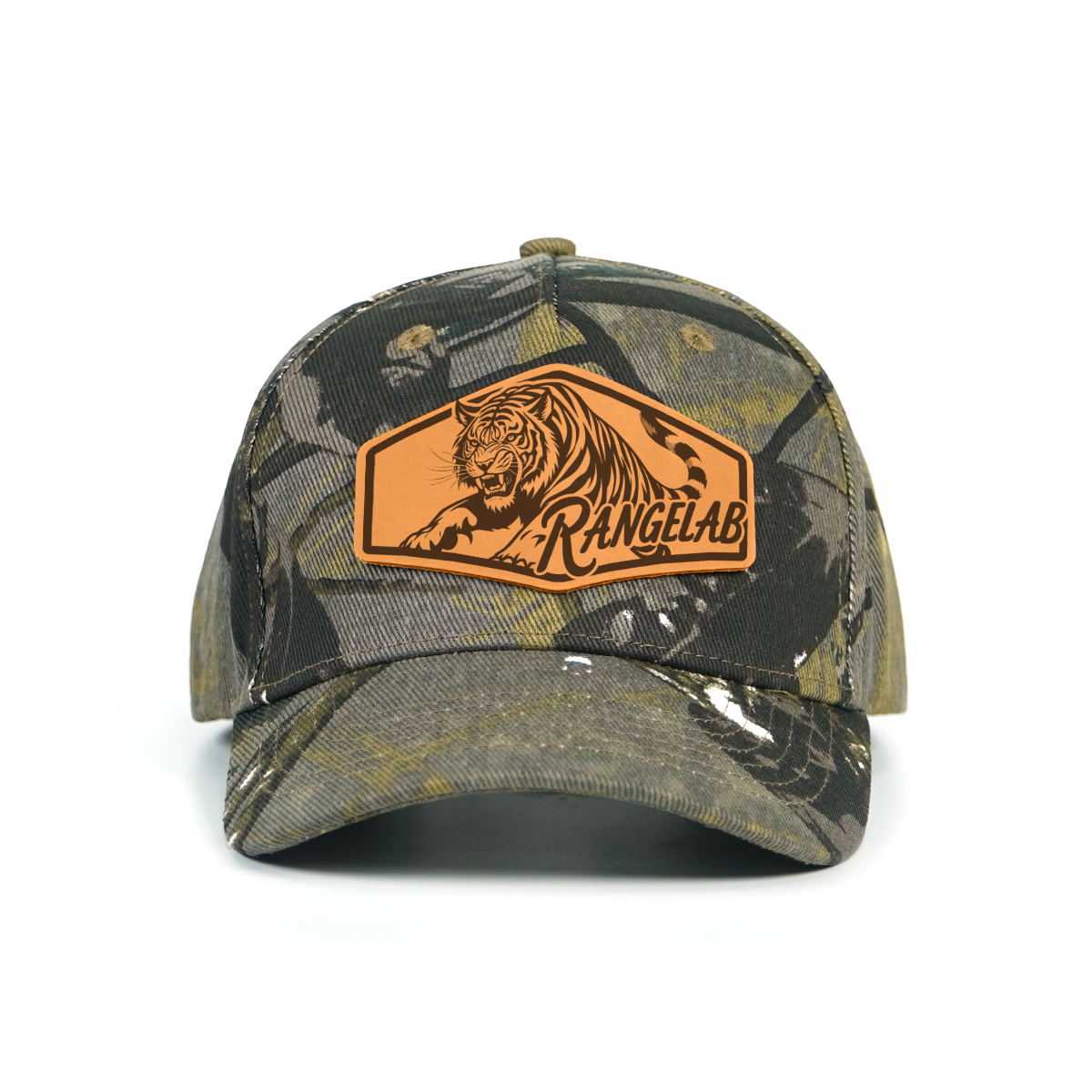 RANGELAB Camo Snapback Cap - Leather Animal Patch | Adjustable Outdoor Hat