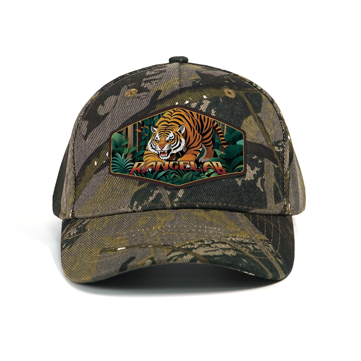 RANGELAB Camo Snapback Hat – Outdoor Adventure Baseball Cap with Animal Patch (Tiger, Cheetah, Crocodile)