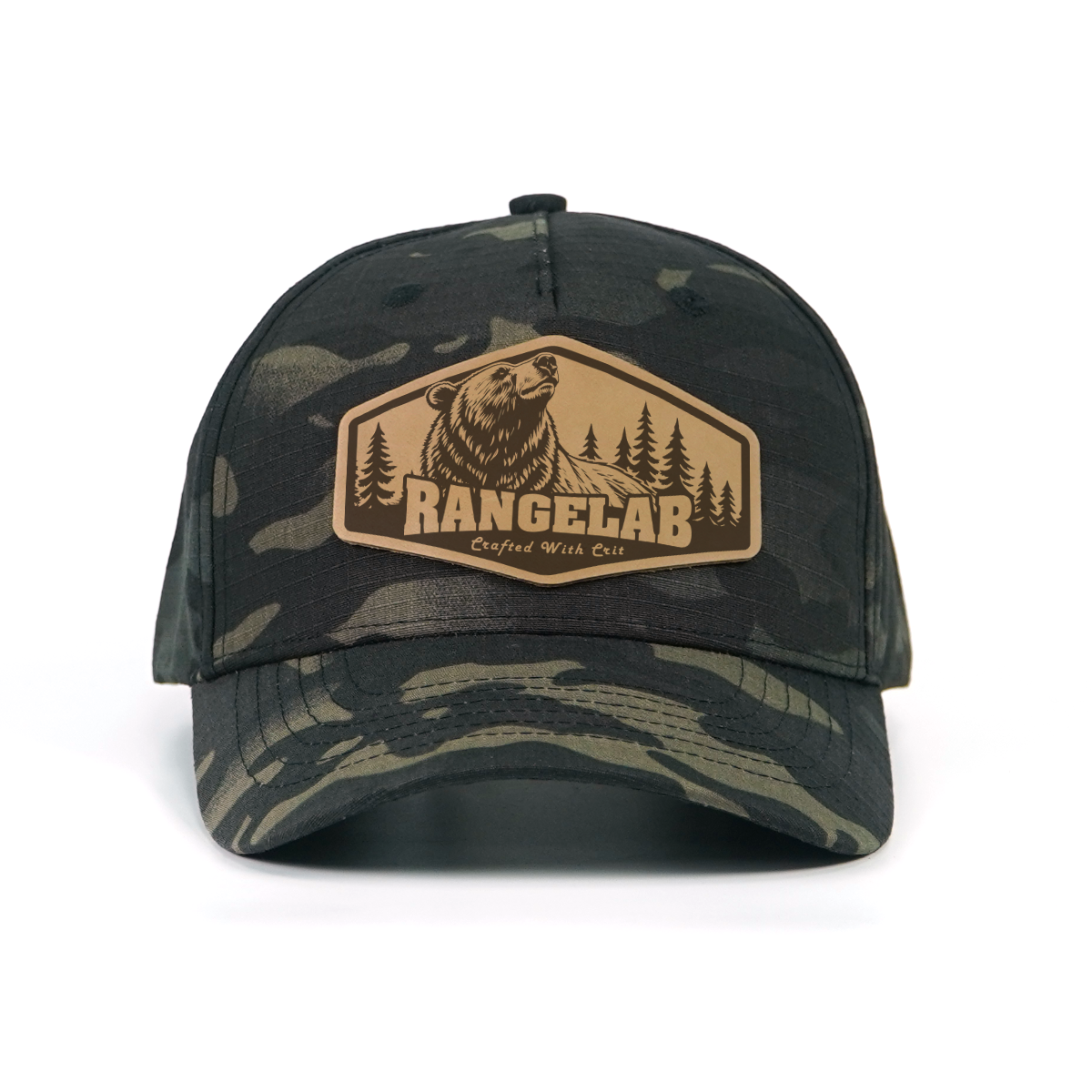 RANGELAB Tactical Camo Snapback Cap - Adjustable Fit with Leather Wildlife Patch