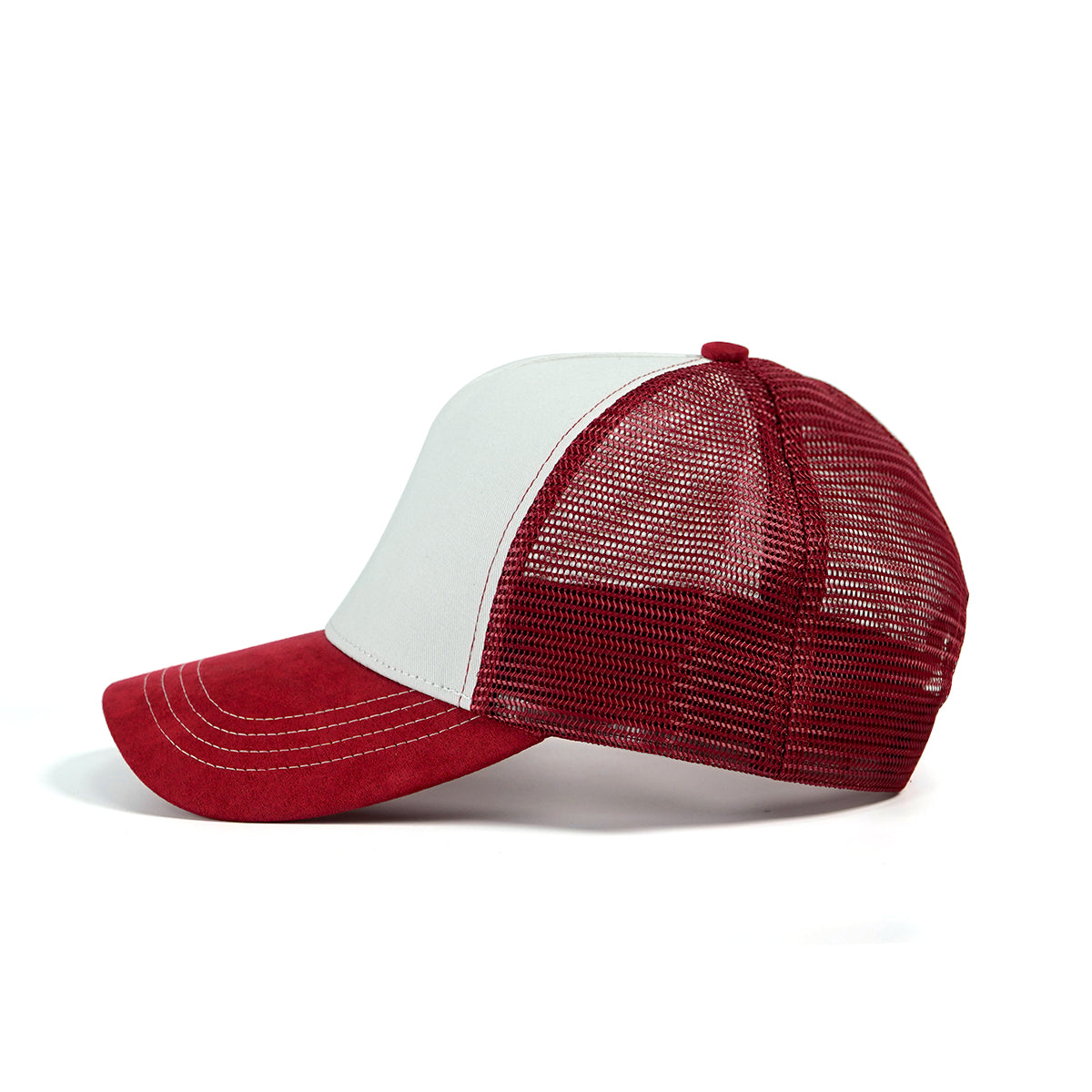 RANGELAB Classic Red & White Trucker Hat – Breathable Mesh Back, Suede Bill, Adjustable Fit for Men & Women
