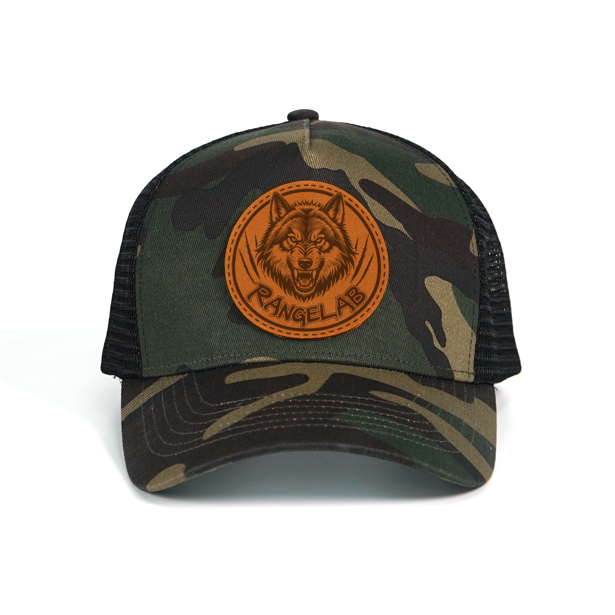 RANGELAB Camo Trucker Hat – Real Leather Patch with Breathable Mesh Back