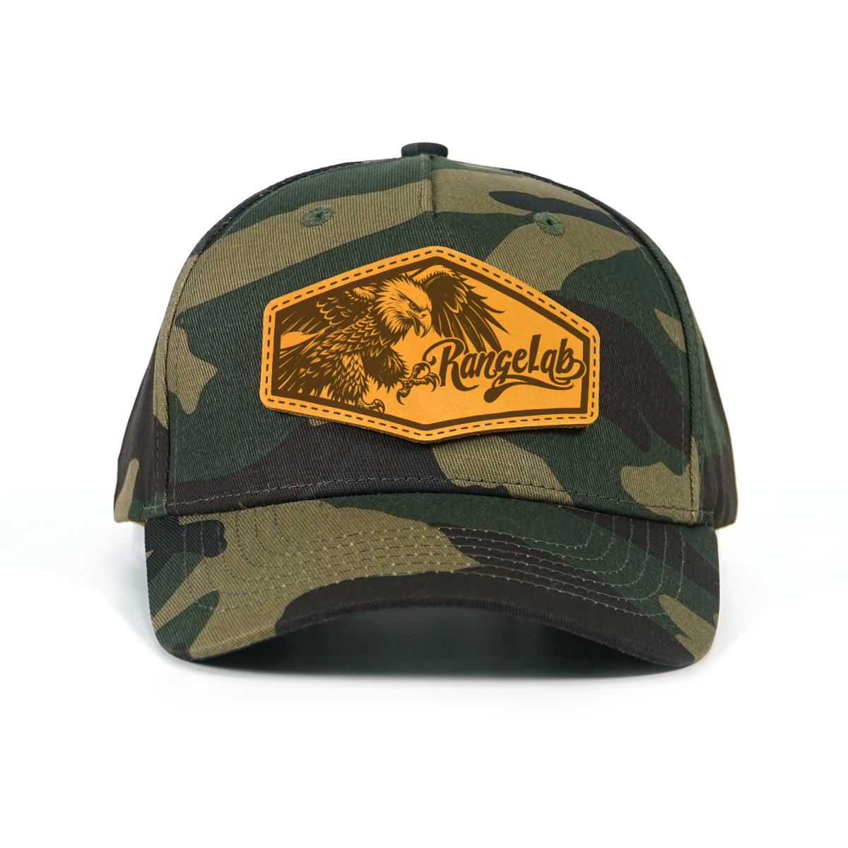 Rangelab Camo Snapback Hat – Wildlife Leather Patch, Adjustable Fit (22.5″–25″) | Outdoor & Daily Style