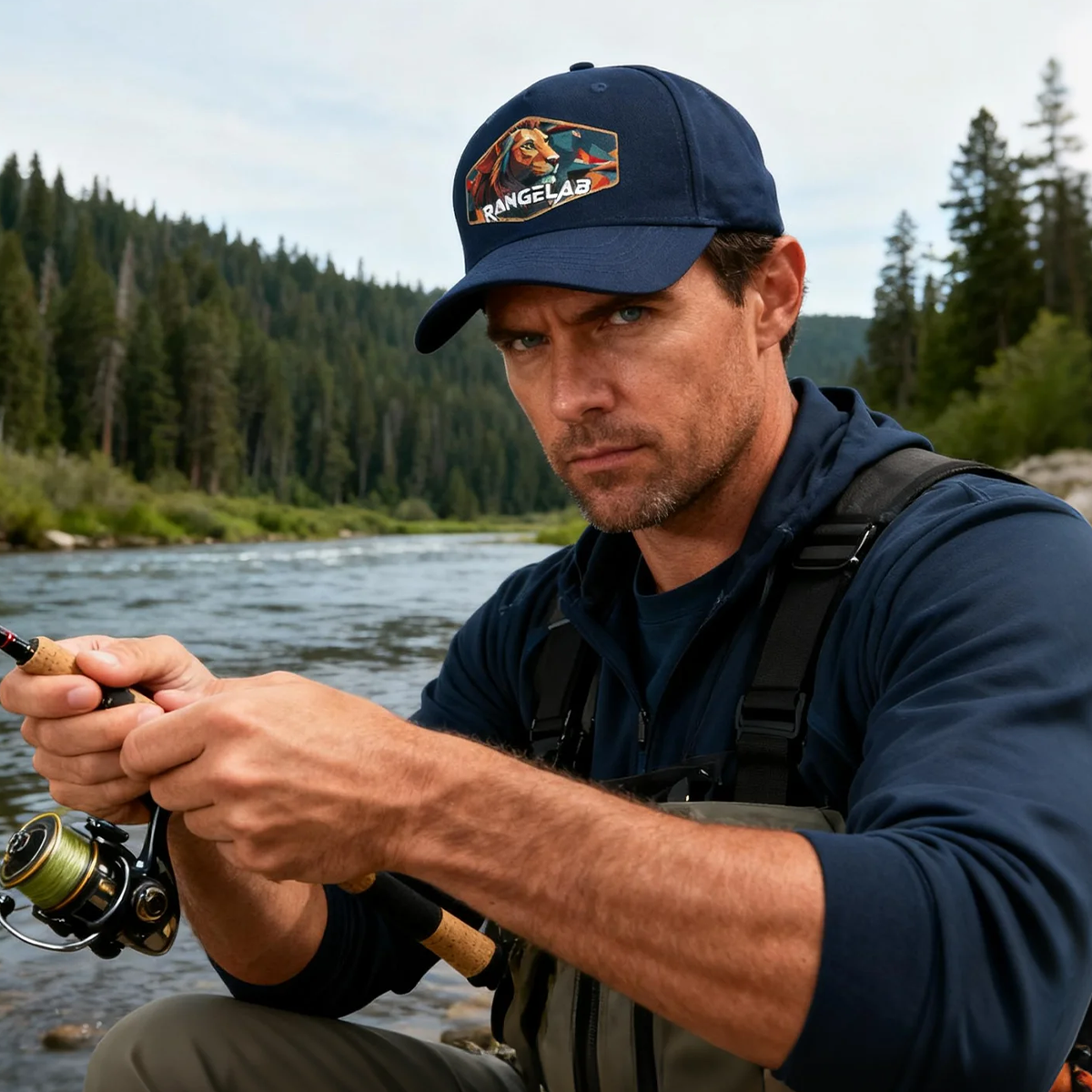 RANGELAB Outdoor Trucker Hat – Classic Adjustable Snapback Cap with Real Leather Patch | Adventure, Fishing & Hiking Cap for Men