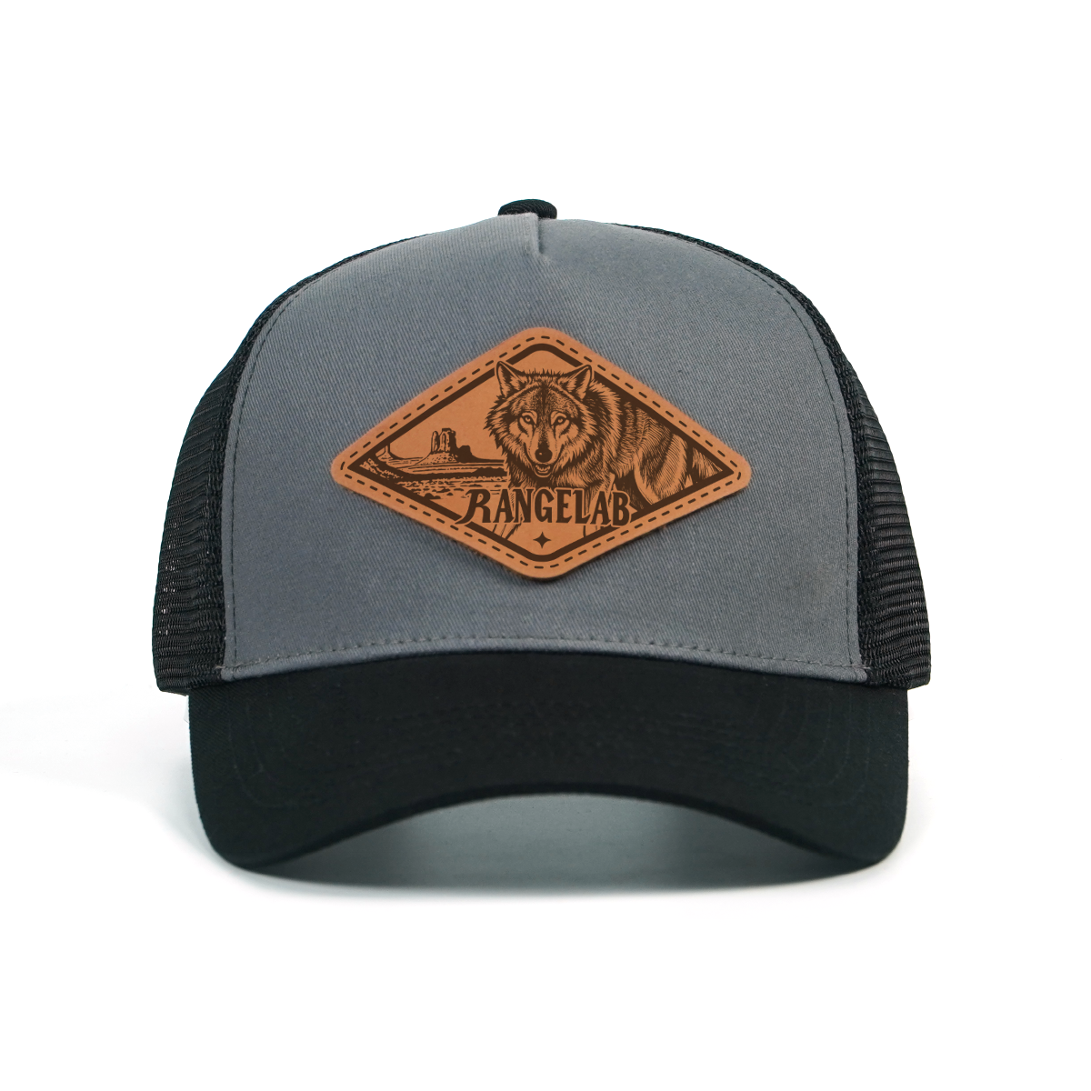 RANGELAB™ Leather Patch Trucker Hat – Premium Adjustable Snapback Cap for Men & Women | Outdoor Adventure Baseball Hat, Mesh Back, Crafted in USA